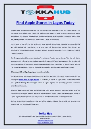 Find Apple Stores in Lagos Today
