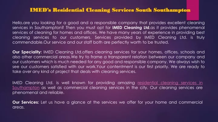 imed s residential cleaning services south