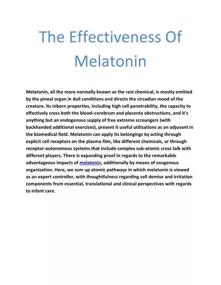 the effectiveness of melatonin