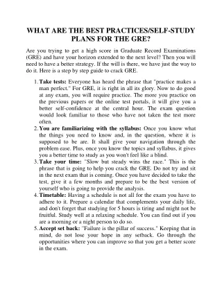 what are the best practices self study plans