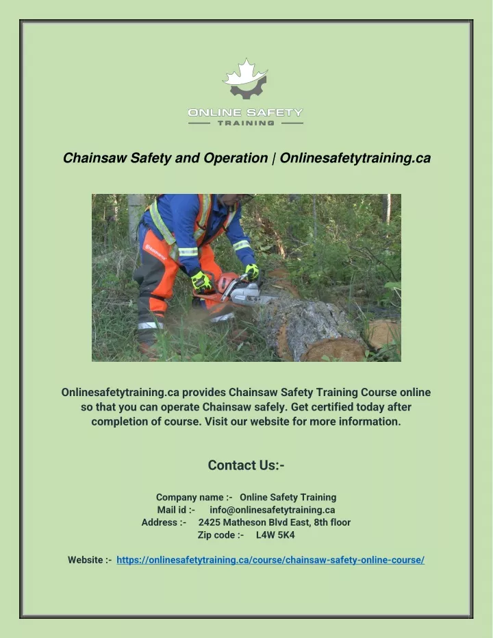 chainsaw safety and operation