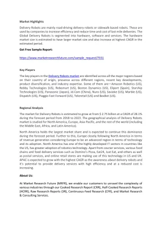 Delivery Robots market - Industry Analysis, Size, Share, Growth, Trends and Fore