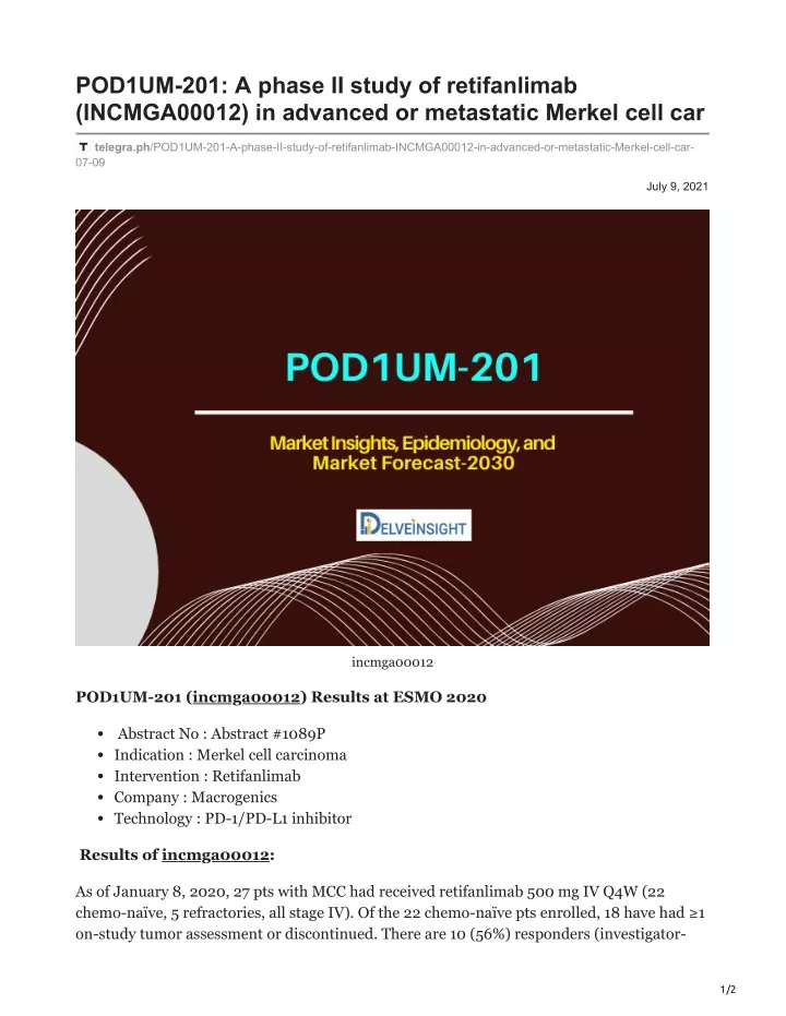 pod1um 201 a phase ii study of retifanlimab