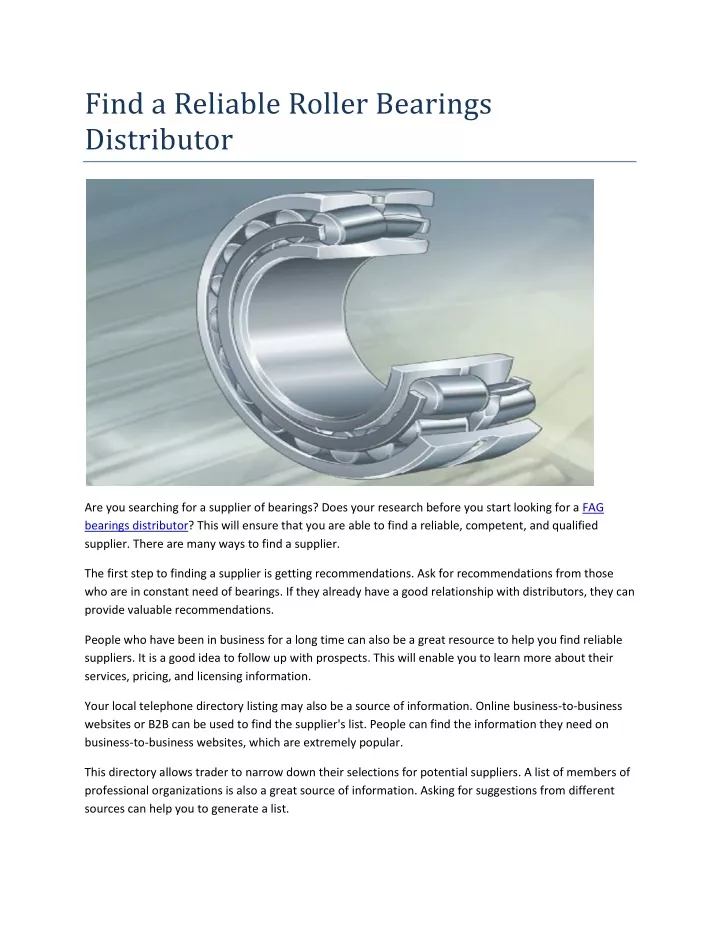 find a reliable roller bearings distributor