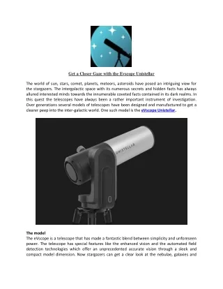 Get a Closer Gaze with the Evscope Unistellar