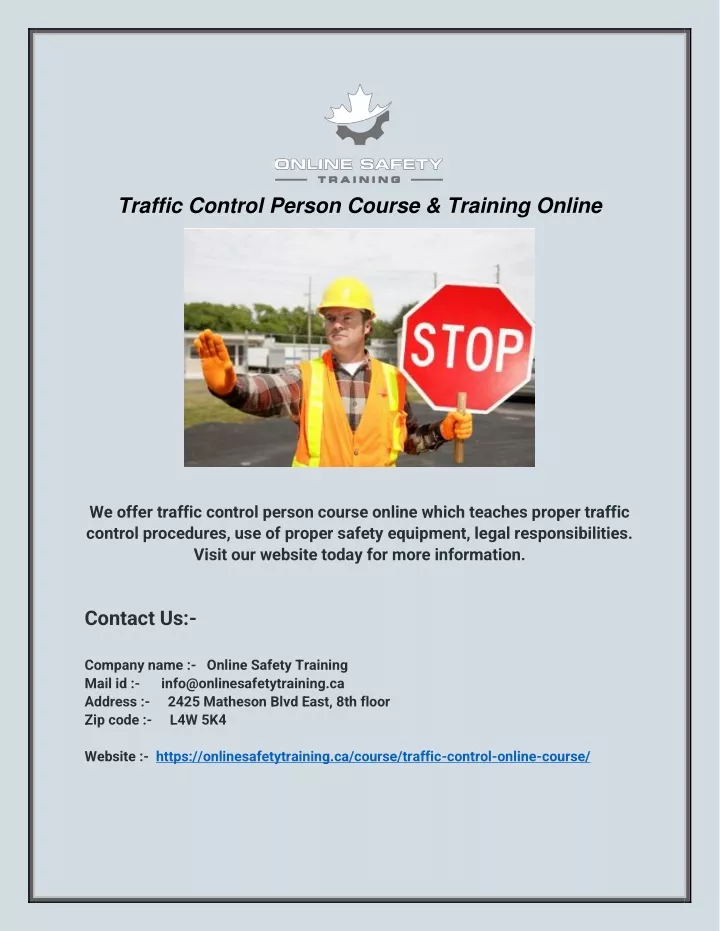 traffic control person course training online