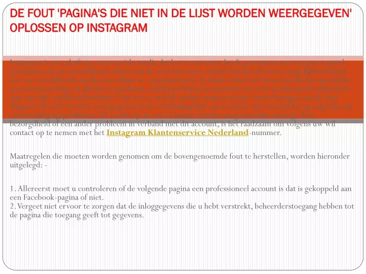 de fout pagina s die niet in de lijst worden weergegeven oplossen op instagram