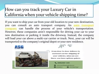 How can you track your Luxury Car in California when your vehicle shipping time?