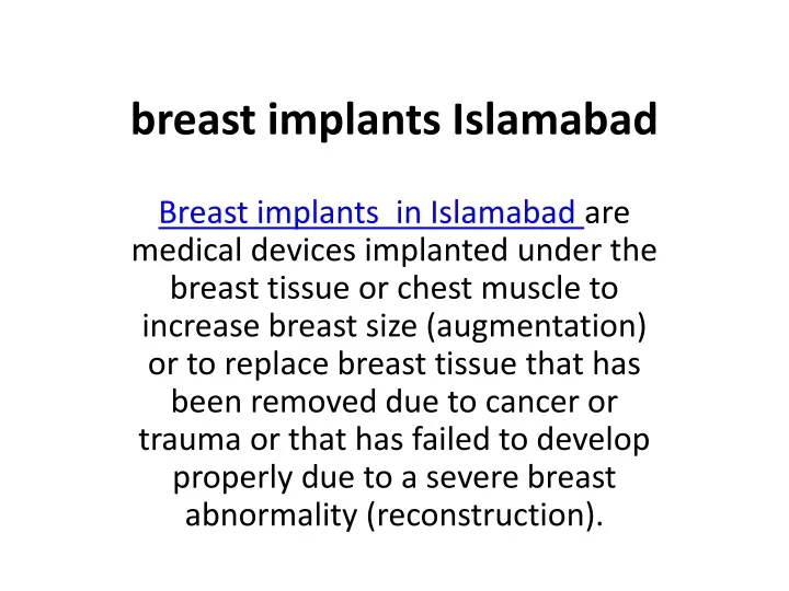 breast implants islamabad