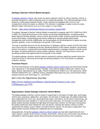 garbage collection vehicle market synopsis