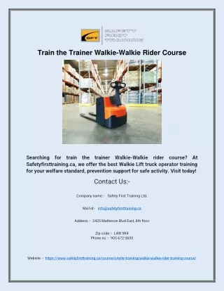 train the trainer walkie walkie rider course