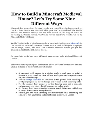 how to build a minecraft medieval house