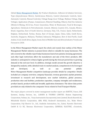 global motor management market by product