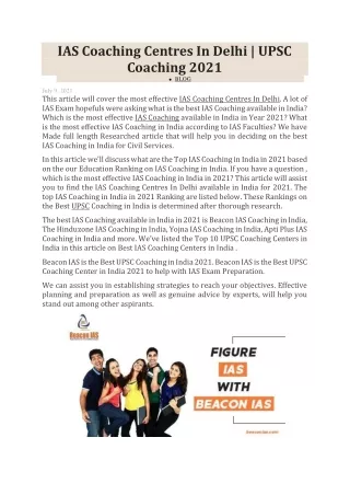 IAS Coaching Centres In Delhi UPSC Coaching 2021