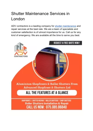 shutter maintenance services in london