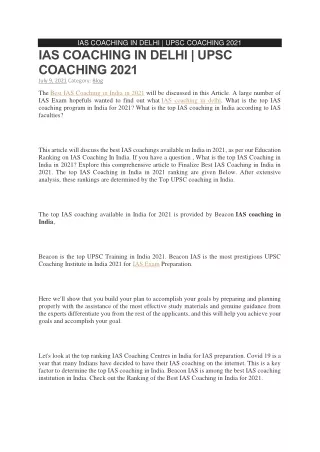 The Best IAS Coaching in India in 2021