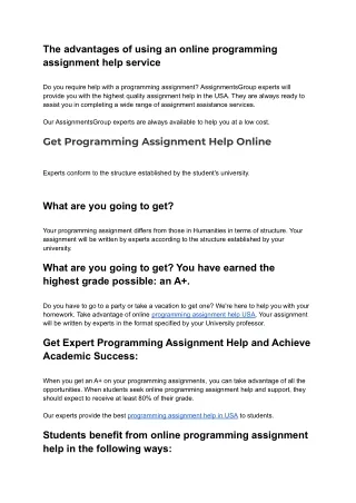 programming assignment experts in USA | assignmentsgroup