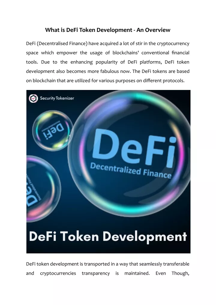 what is defi token development an overview
