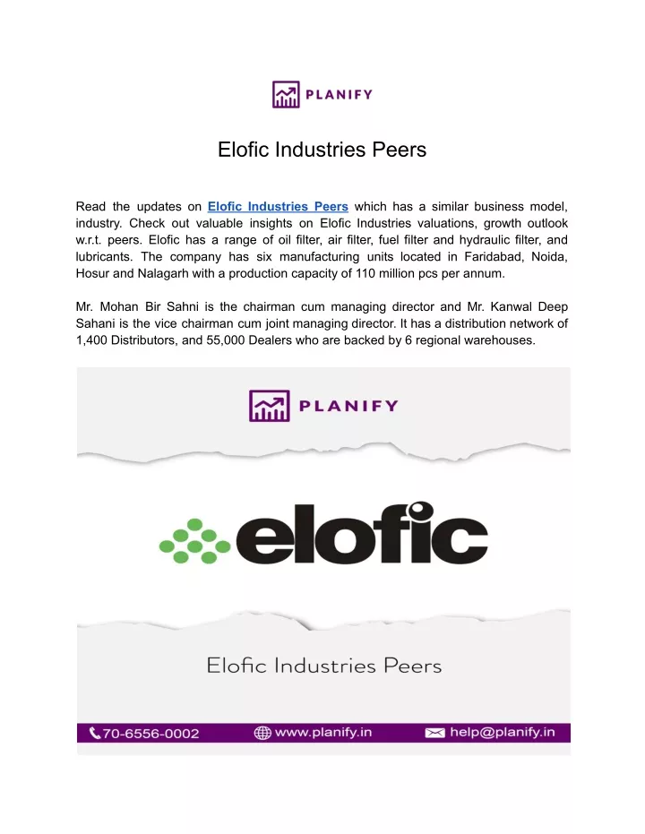 elofic industries peers
