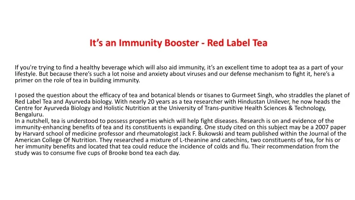 it s an immunity booster red label tea
