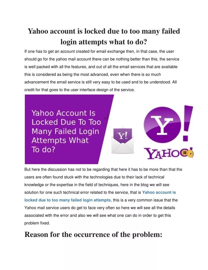 yahoo account is locked due to too many failed