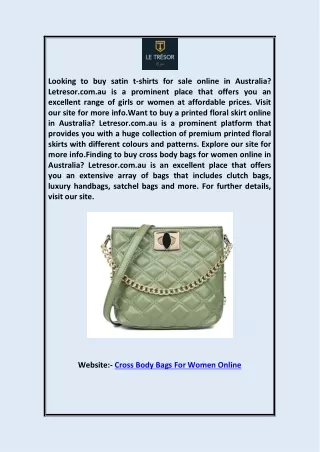 Cross Body Bags For Women Online  Letresor.com.au