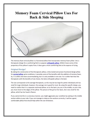 memory foam cervical pillow uses for back side