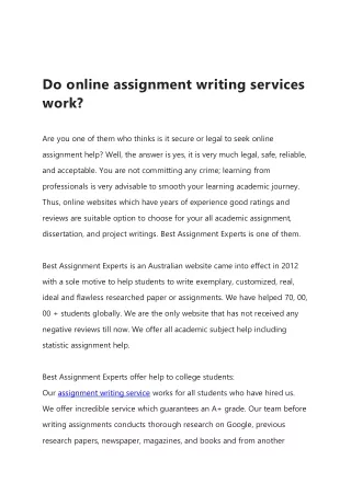 do online assignment writing services work