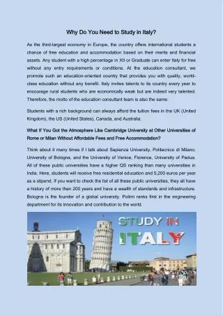 Why Do You Need to Study in Italy?
