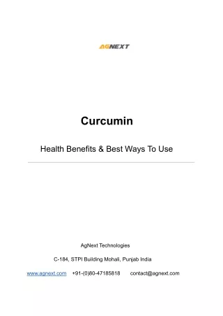 Curcumin - Health Benefits & Best Ways To Use | AgNext Technologies