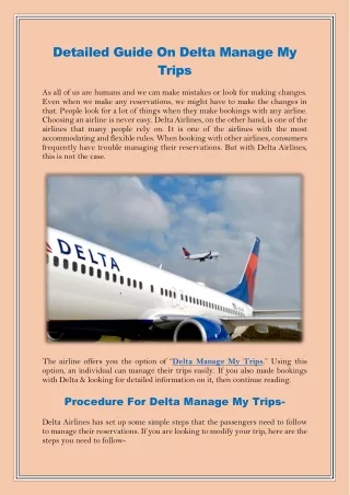 Detailed Guide On Delta Manage My Trips
