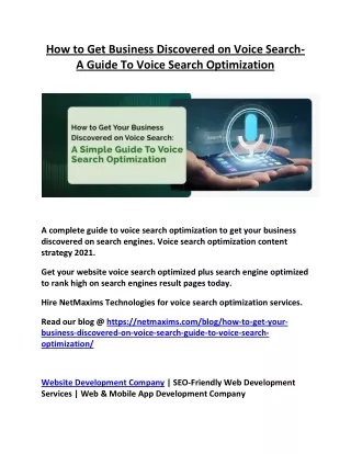 NetMaxims Tech- How to Get Business Discovered on Voice Search- voice search optimization