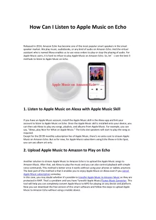 How Can I Listen to Apple Music on Echo