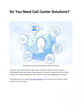 Do You Need Call Center Solutions