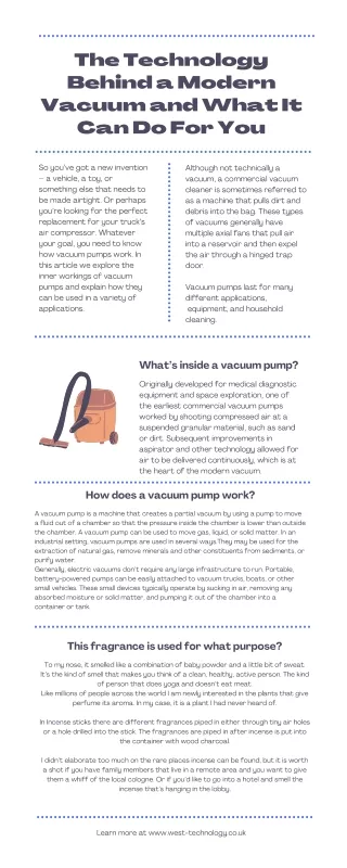 the technology behind a modern vacuum and what