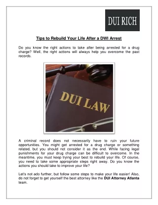Tips to Rebuild Your Life After a DUI Arrest