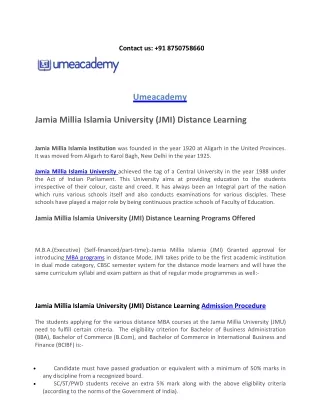 jamia millia islamia university (jmi) distance education admission 2021
