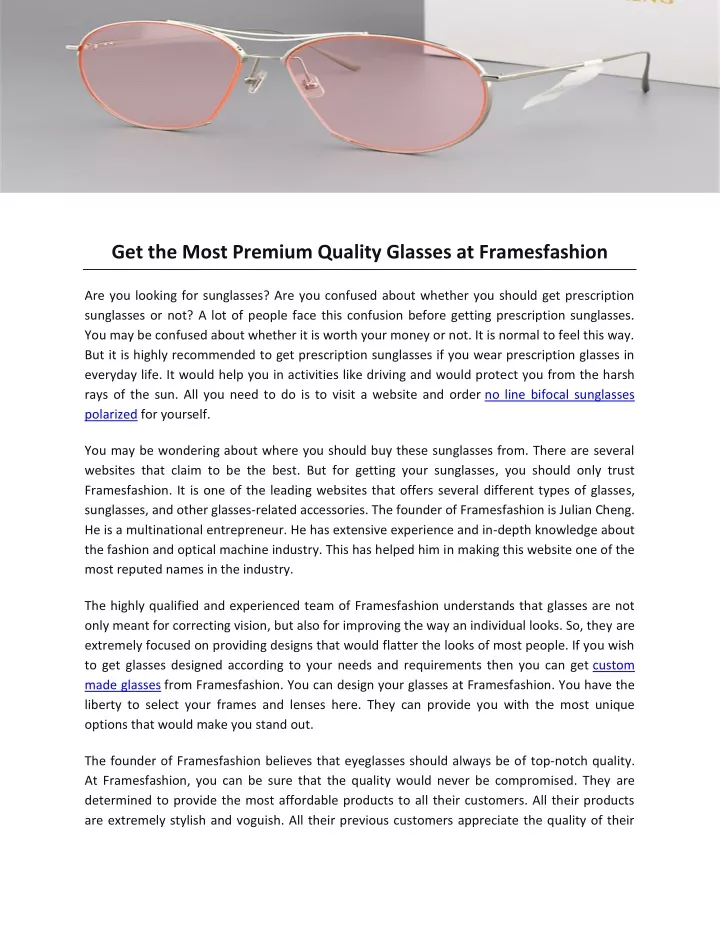 get the most premium quality glasses