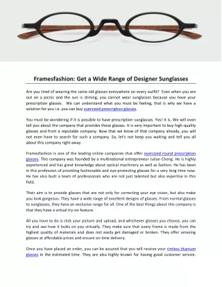 framesfashion get a wide range of designer
