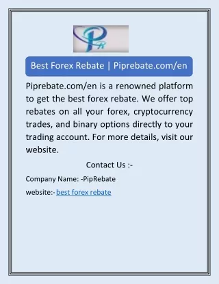 best forex rebate piprebate com en