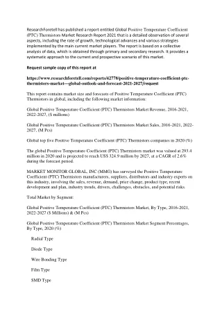 Positive Temperature Coefficient (PTC) Thermistors Market Expectations and Growth Trends Highlighted Until 2027