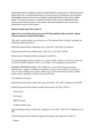 Precipitated Silicas Market Projected to Witness a Double-Digit CAGR During 2020-2027