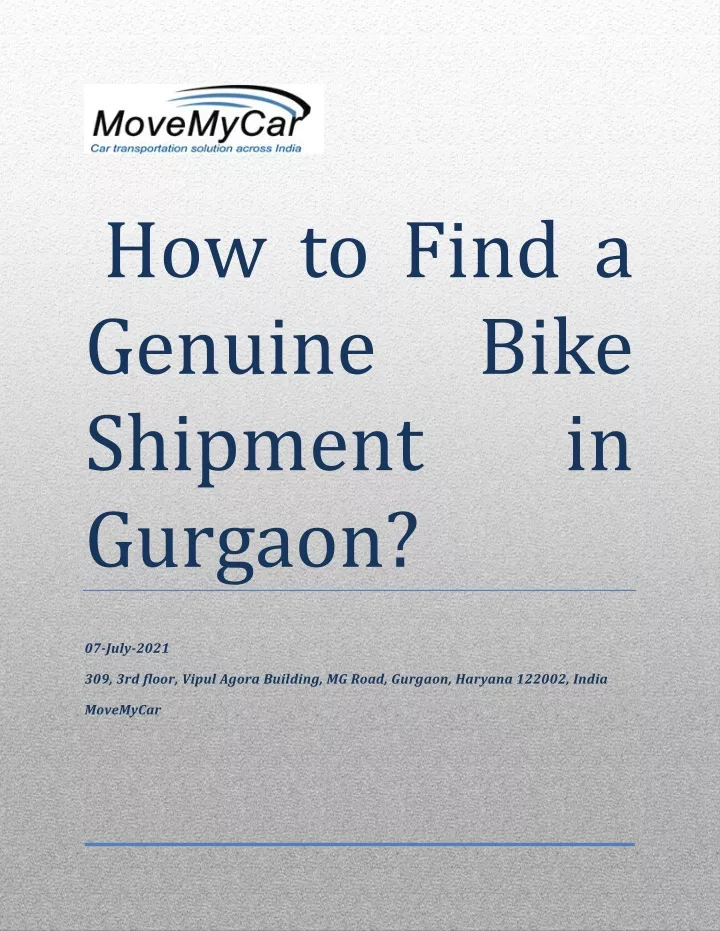 how to find a genuine shipment gurgaon