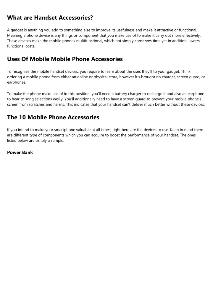 what are handset accessories