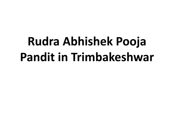 rudra abhishek pooja pandit in trimbakeshwar