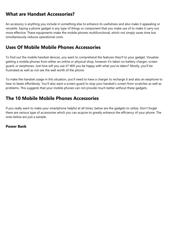 what are handset accessories