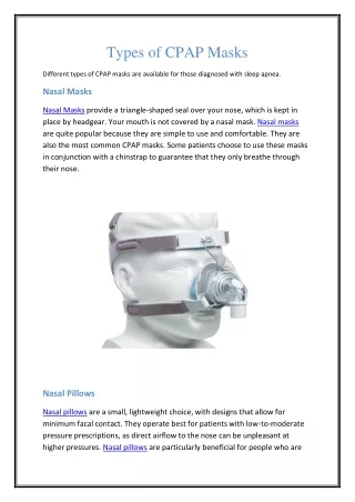 Types of CPAP Masks