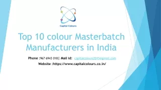 Top 10 colour Masterbatch Manufacturers in India