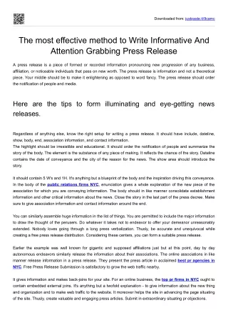 The most effective method to Write Informative And Attention Grabbing Press Release