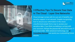 3 Effective Tips To Secure Your Data In The Cloud - Layer One Networks